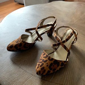 3/$15 Animal print size 8.5 strappy heels
